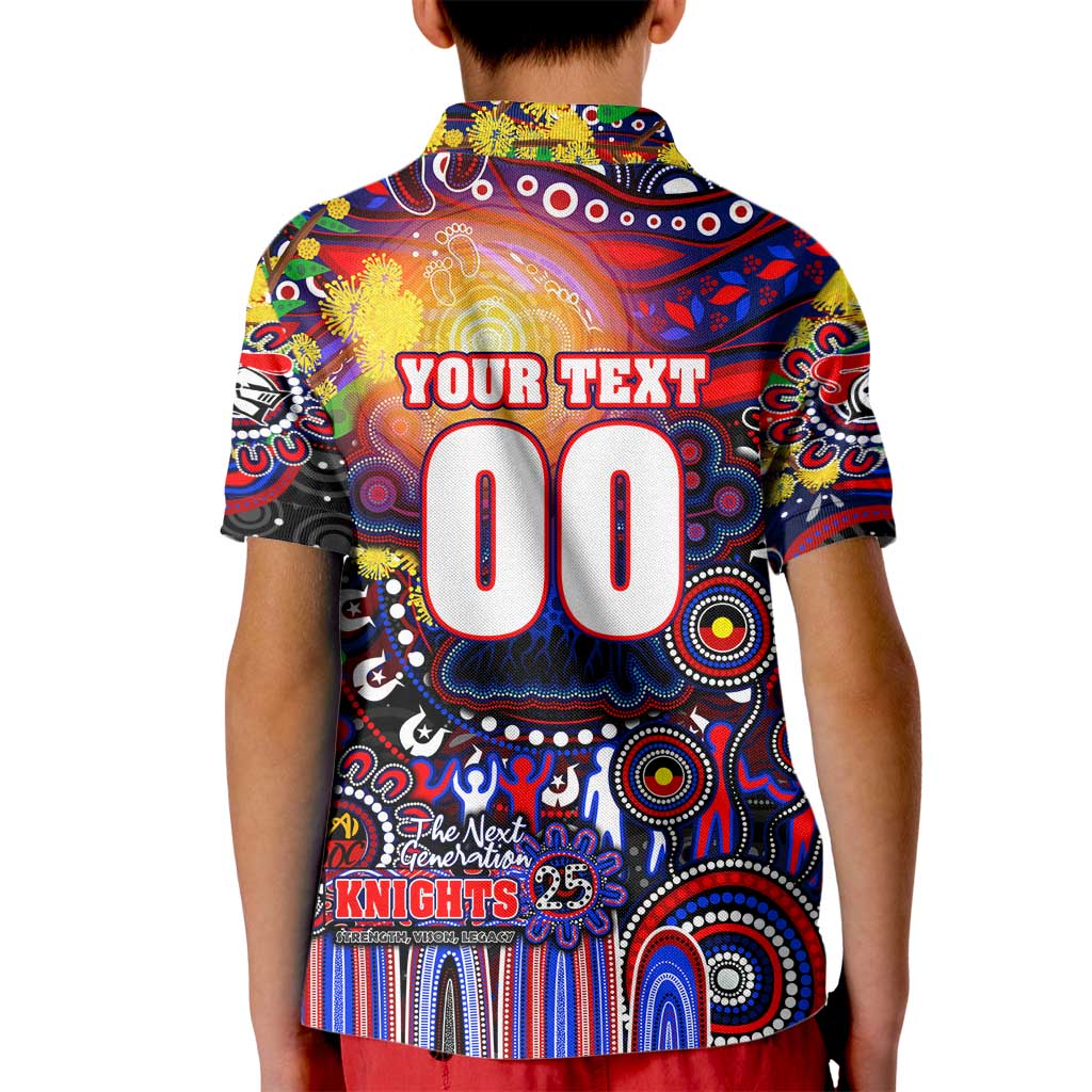 Personalised NAIDOC Week 2025 Knights Rugby Kid Polo Shirt Aboriginal Dot Painting