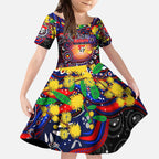 Personalised NAIDOC Week 2025 Knights Rugby Kid Short Sleeve Dress Aboriginal Dot Painting