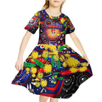 Personalised NAIDOC Week 2025 Knights Rugby Kid Short Sleeve Dress Aboriginal Dot Painting