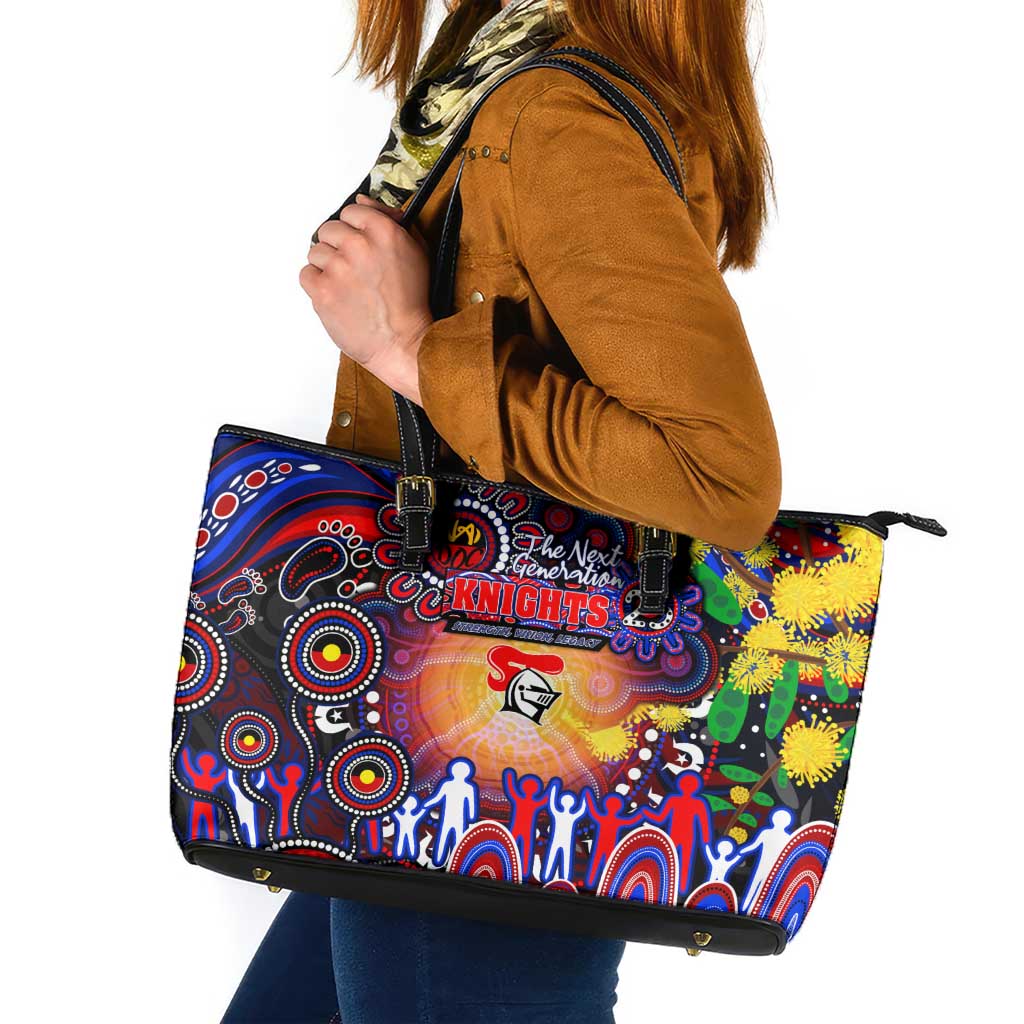 NAIDOC Week 2025 Knights Rugby Leather Tote Bag Aboriginal Dot Painting