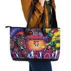 NAIDOC Week 2025 Knights Rugby Leather Tote Bag Aboriginal Dot Painting