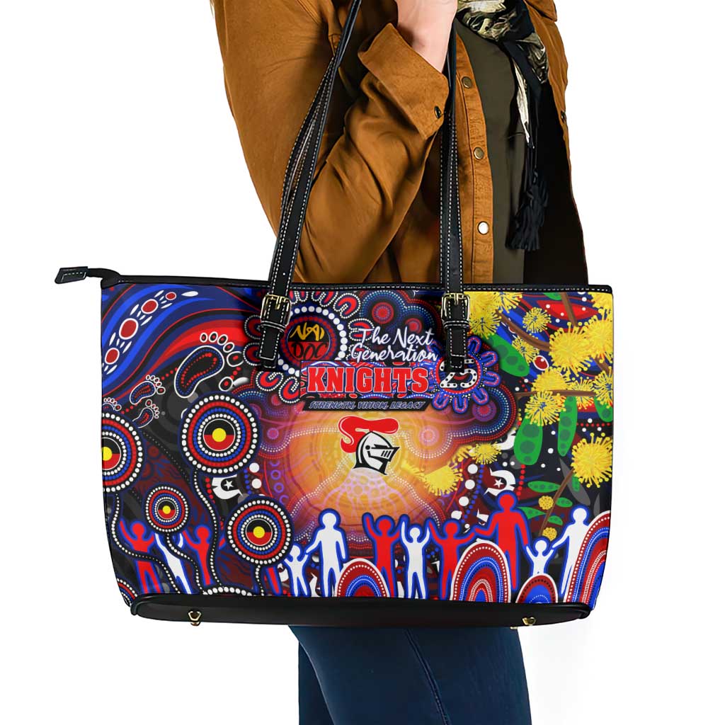 NAIDOC Week 2025 Knights Rugby Leather Tote Bag Aboriginal Dot Painting