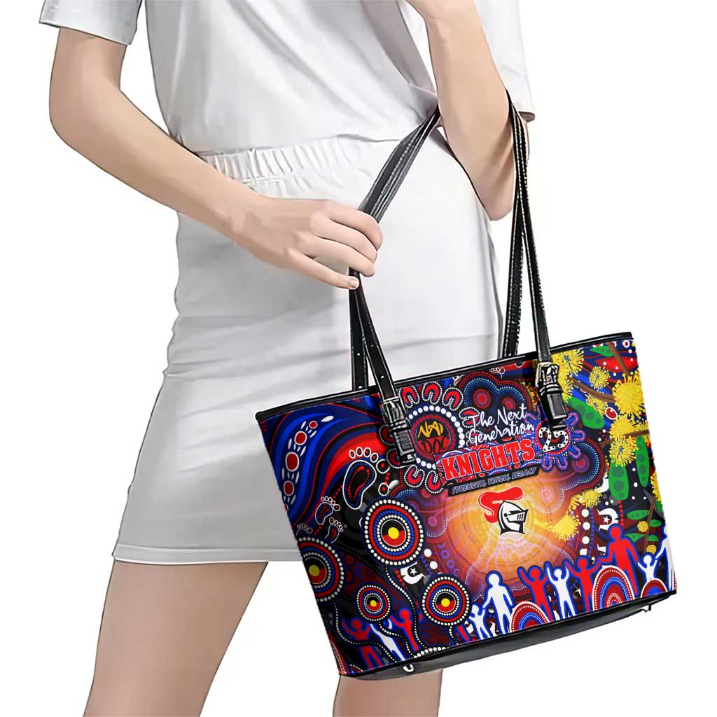 NAIDOC Week 2025 Knights Rugby Leather Tote Bag Aboriginal Dot Painting