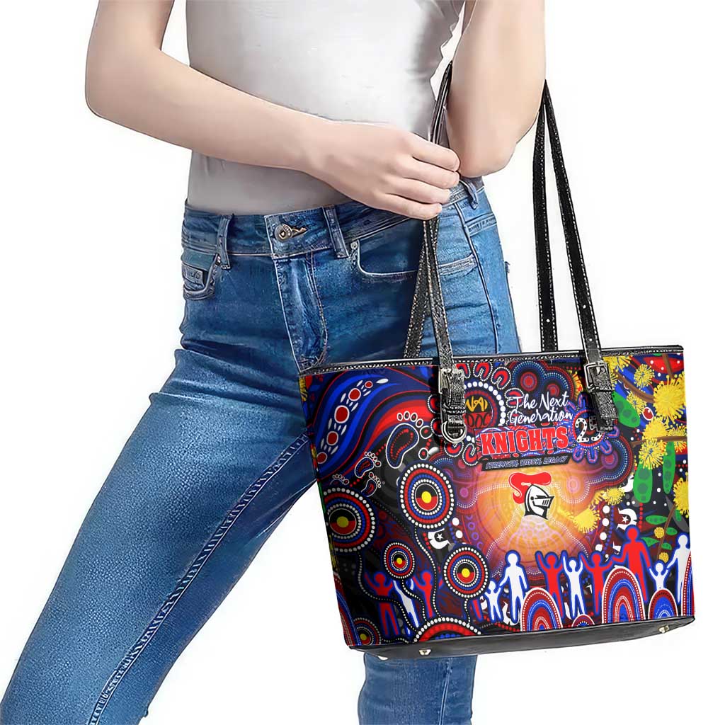 NAIDOC Week 2025 Knights Rugby Leather Tote Bag Aboriginal Dot Painting