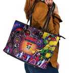 NAIDOC Week 2025 Knights Rugby Leather Tote Bag Aboriginal Dot Painting