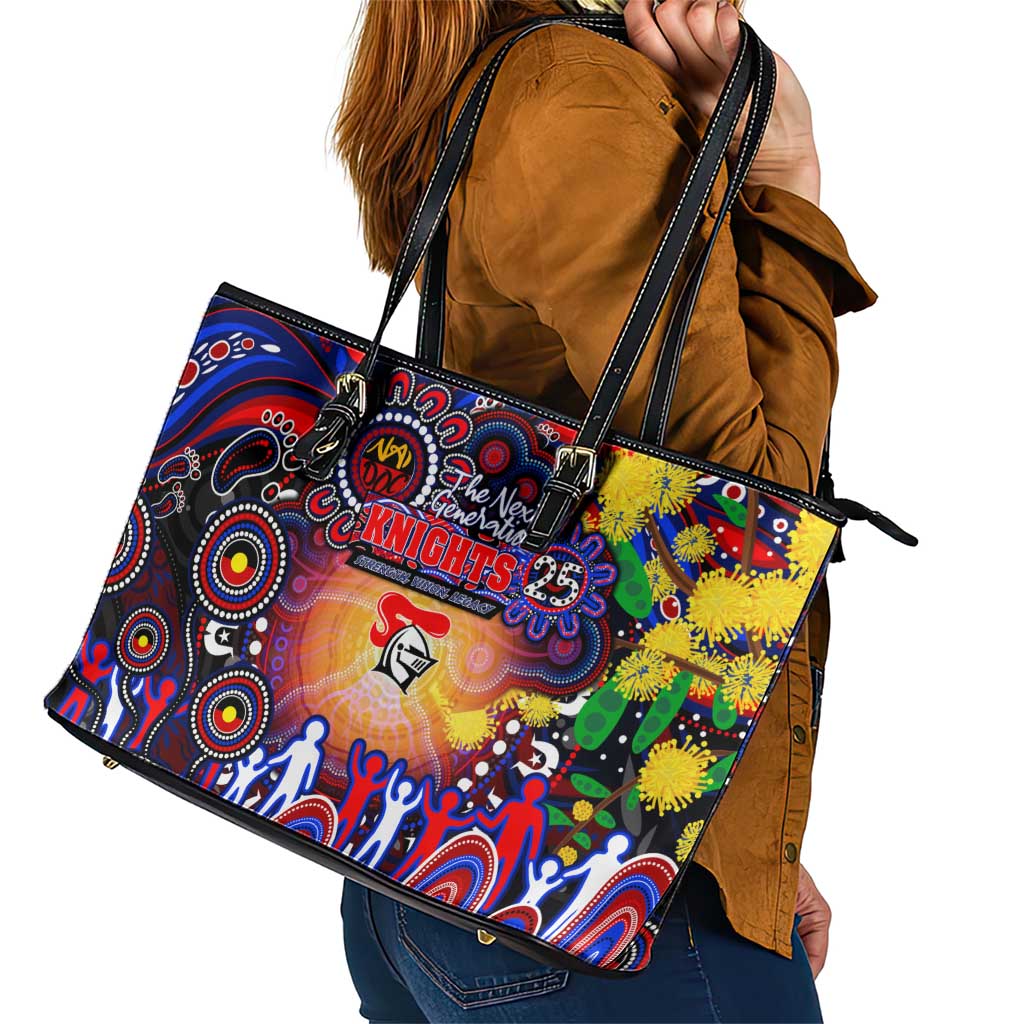 NAIDOC Week 2025 Knights Rugby Leather Tote Bag Aboriginal Dot Painting