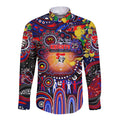 Personalised NAIDOC Week 2025 Knights Rugby Long Sleeve Button Shirt Aboriginal Dot Painting