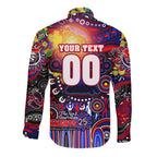 Personalised NAIDOC Week 2025 Knights Rugby Long Sleeve Button Shirt Aboriginal Dot Painting
