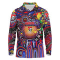 Personalised NAIDOC Week 2025 Knights Rugby Long Sleeve Polo Shirt Aboriginal Dot Painting