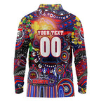 Personalised NAIDOC Week 2025 Knights Rugby Long Sleeve Polo Shirt Aboriginal Dot Painting