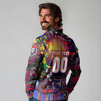 Personalised NAIDOC Week 2025 Knights Rugby Long Sleeve Polo Shirt Aboriginal Dot Painting