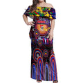 Personalised NAIDOC Week 2025 Knights Rugby Off Shoulder Maxi Dress Aboriginal Dot Painting