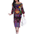 Personalised NAIDOC Week 2025 Knights Rugby Off The Shoulder Long Sleeve Dress Aboriginal Dot Painting