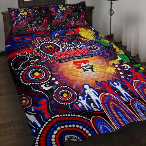 NAIDOC Week 2025 Knights Rugby Quilt Bed Set Aboriginal Dot Painting