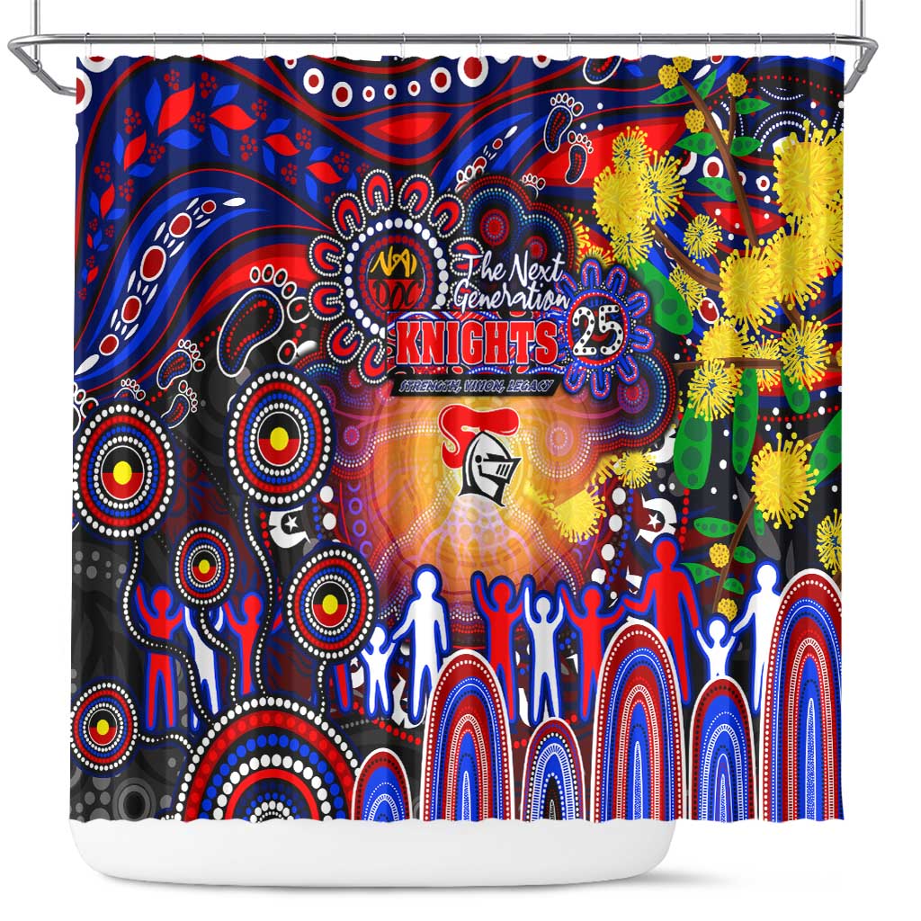 NAIDOC Week 2025 Knights Rugby Shower Curtain Aboriginal Dot Painting