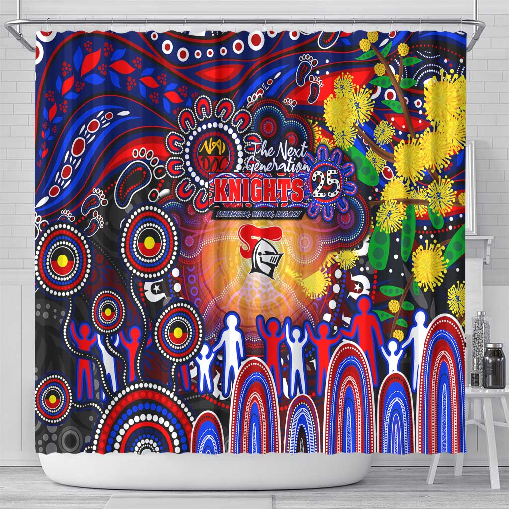NAIDOC Week 2025 Knights Rugby Shower Curtain Aboriginal Dot Painting