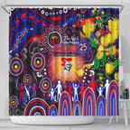 NAIDOC Week 2025 Knights Rugby Shower Curtain Aboriginal Dot Painting