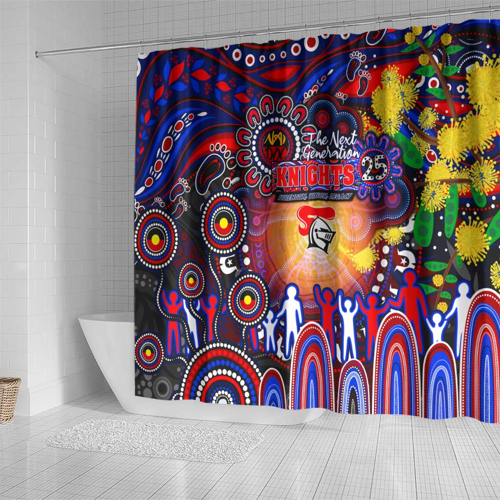 NAIDOC Week 2025 Knights Rugby Shower Curtain Aboriginal Dot Painting