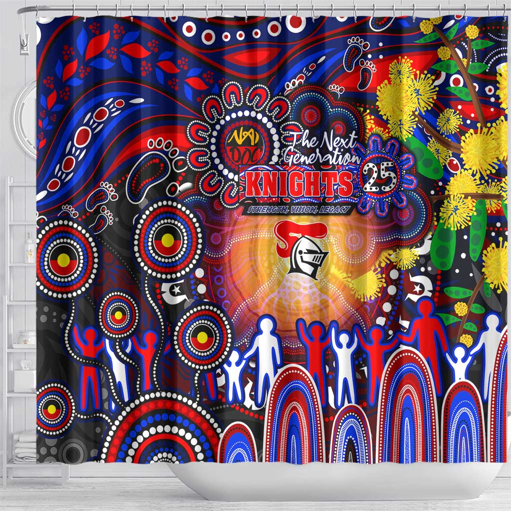 NAIDOC Week 2025 Knights Rugby Shower Curtain Aboriginal Dot Painting