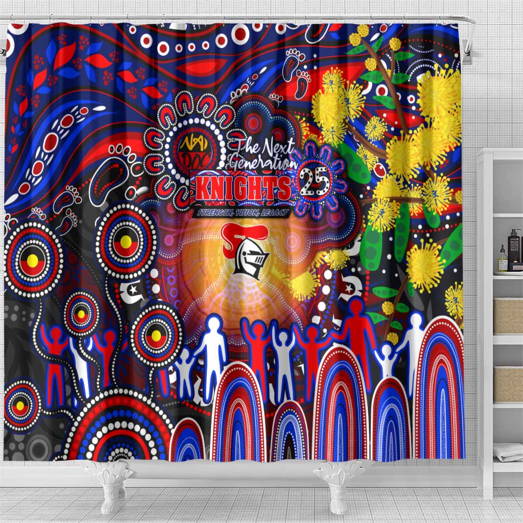 NAIDOC Week 2025 Knights Rugby Shower Curtain Aboriginal Dot Painting