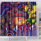 NAIDOC Week 2025 Knights Rugby Shower Curtain Aboriginal Dot Painting