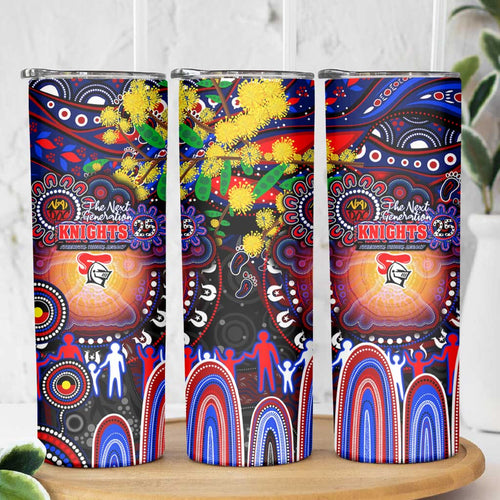 NAIDOC Week 2025 Knights Rugby Skinny Tumbler Aboriginal Dot Painting