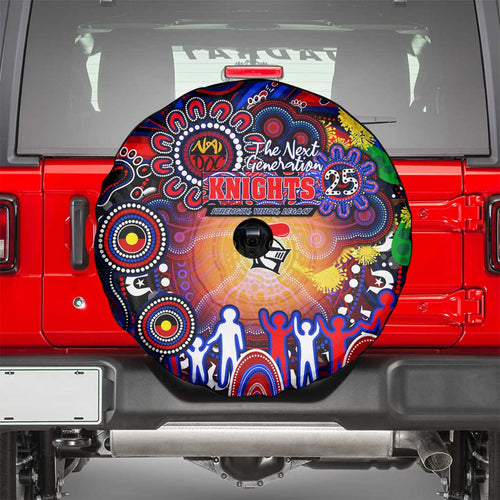 NAIDOC Week 2025 Knights Rugby Spare Tire Cover Aboriginal Dot Painting
