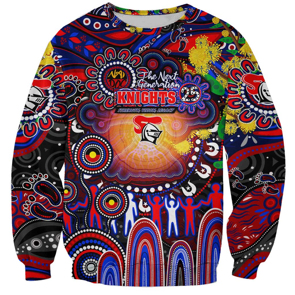 Personalised NAIDOC Week 2025 Knights Rugby Sweatshirt Aboriginal Dot Painting