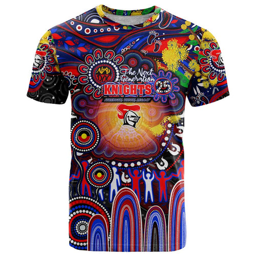 Personalised NAIDOC Week 2025 Knights Rugby T Shirt Aboriginal Dot Painting