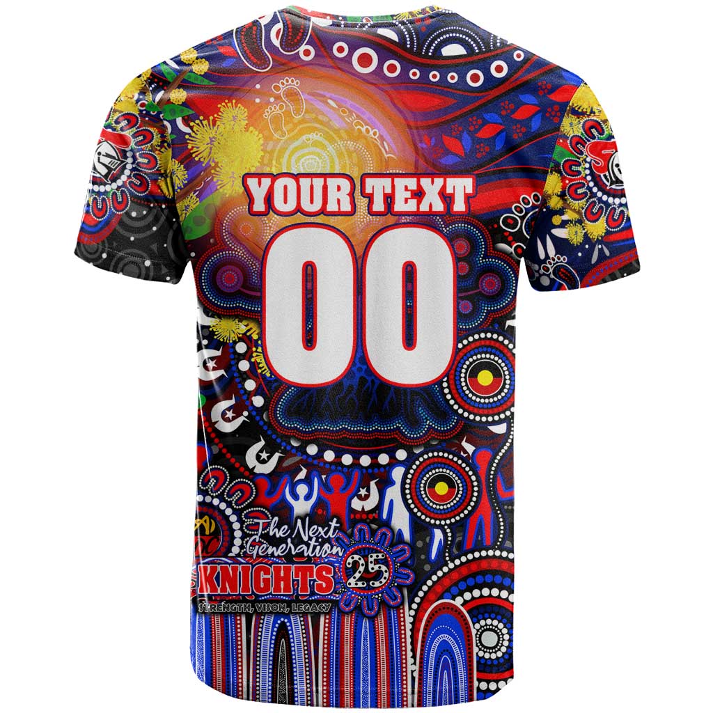 Personalised NAIDOC Week 2025 Knights Rugby T Shirt Aboriginal Dot Painting