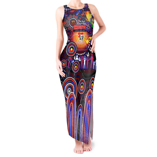 Personalised NAIDOC Week 2025 Knights Rugby Tank Maxi Dress Aboriginal Dot Painting