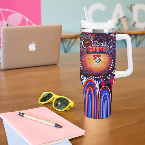 NAIDOC Week 2025 Knights Rugby Tumbler With Handle Aboriginal Dot Painting