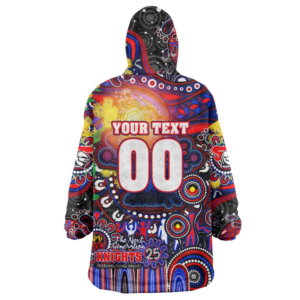 Personalised NAIDOC Week 2025 Knights Rugby Wearable Blanket Hoodie Aboriginal Dot Painting