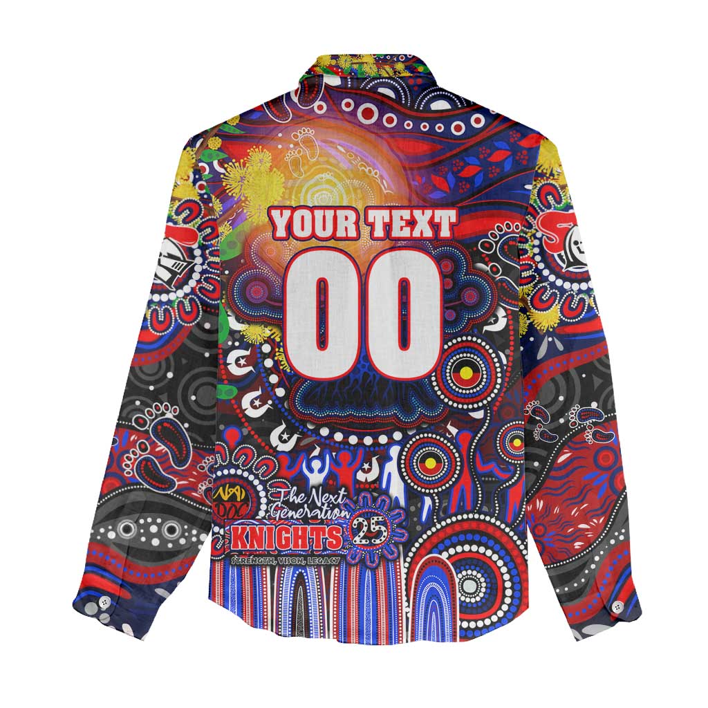 Personalised NAIDOC Week 2025 Knights Rugby Women Casual Shirt Aboriginal Dot Painting
