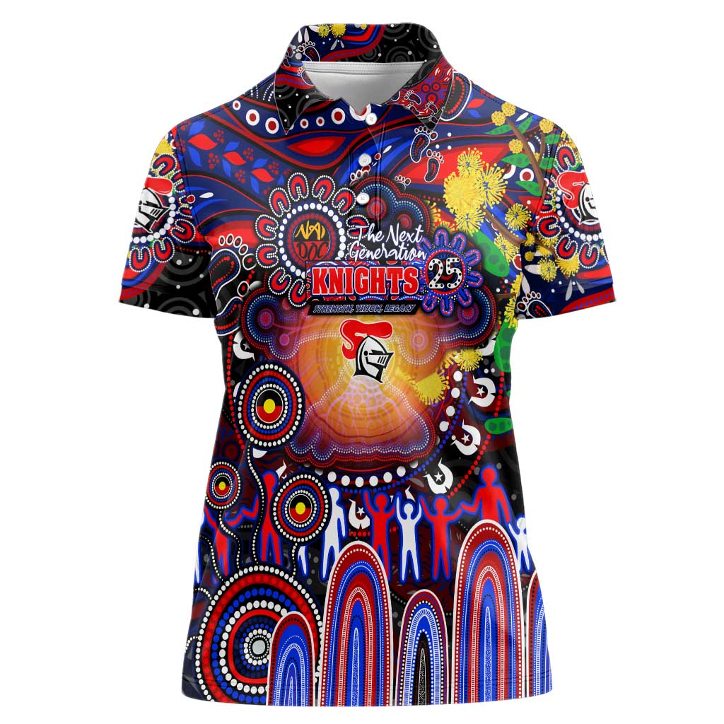 Personalised NAIDOC Week 2025 Knights Rugby Women Polo Shirt Aboriginal Dot Painting