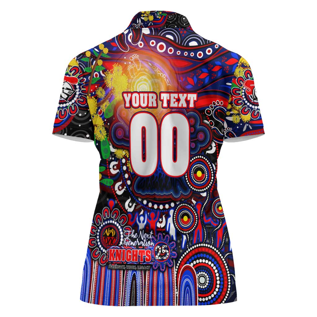Personalised NAIDOC Week 2025 Knights Rugby Women Polo Shirt Aboriginal Dot Painting