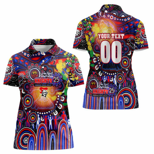 Personalised NAIDOC Week 2025 Knights Rugby Women Polo Shirt Aboriginal Dot Painting