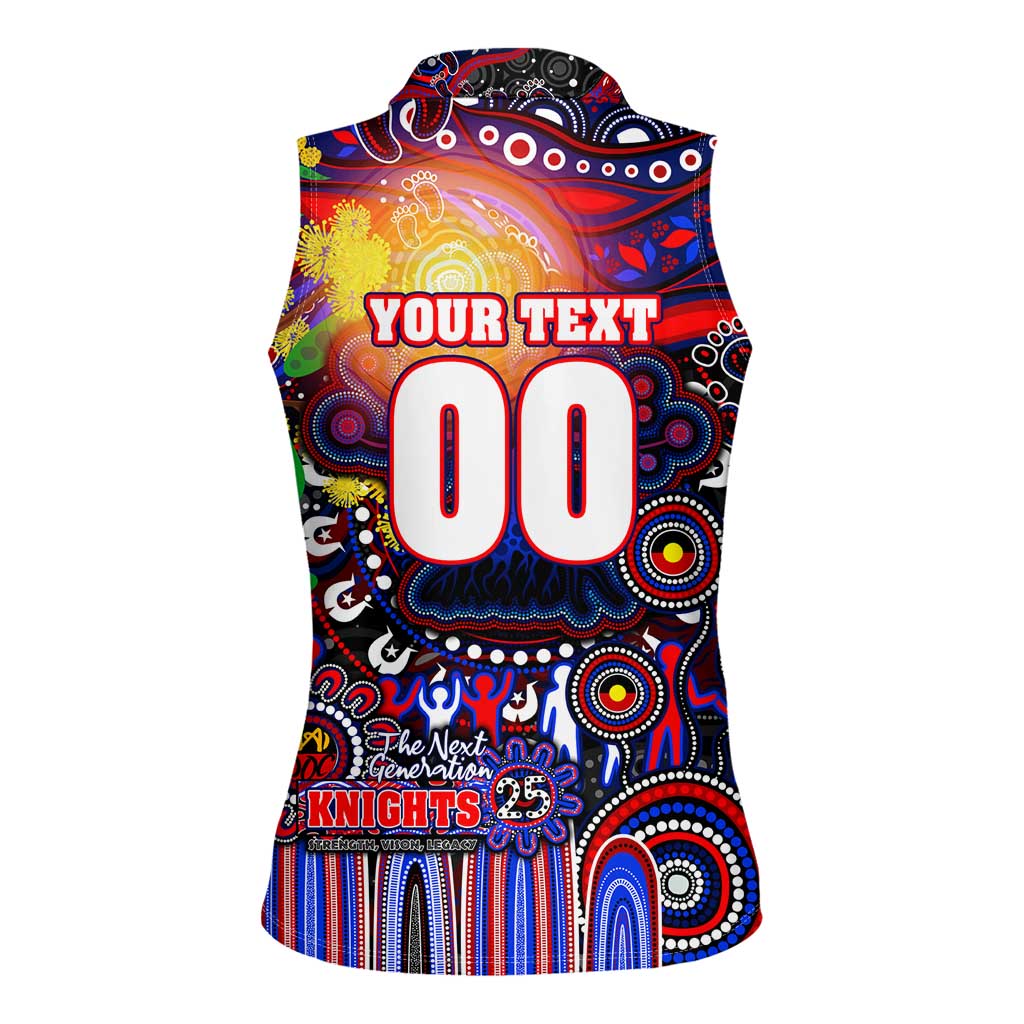 Personalised NAIDOC Week 2025 Knights Rugby Women Sleeveless Polo Shirt Aboriginal Dot Painting
