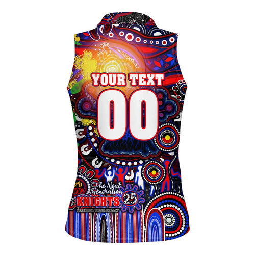 Personalised NAIDOC Week 2025 Knights Rugby Women Sleeveless Polo Shirt Aboriginal Dot Painting