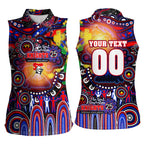 Personalised NAIDOC Week 2025 Knights Rugby Women Sleeveless Polo Shirt Aboriginal Dot Painting