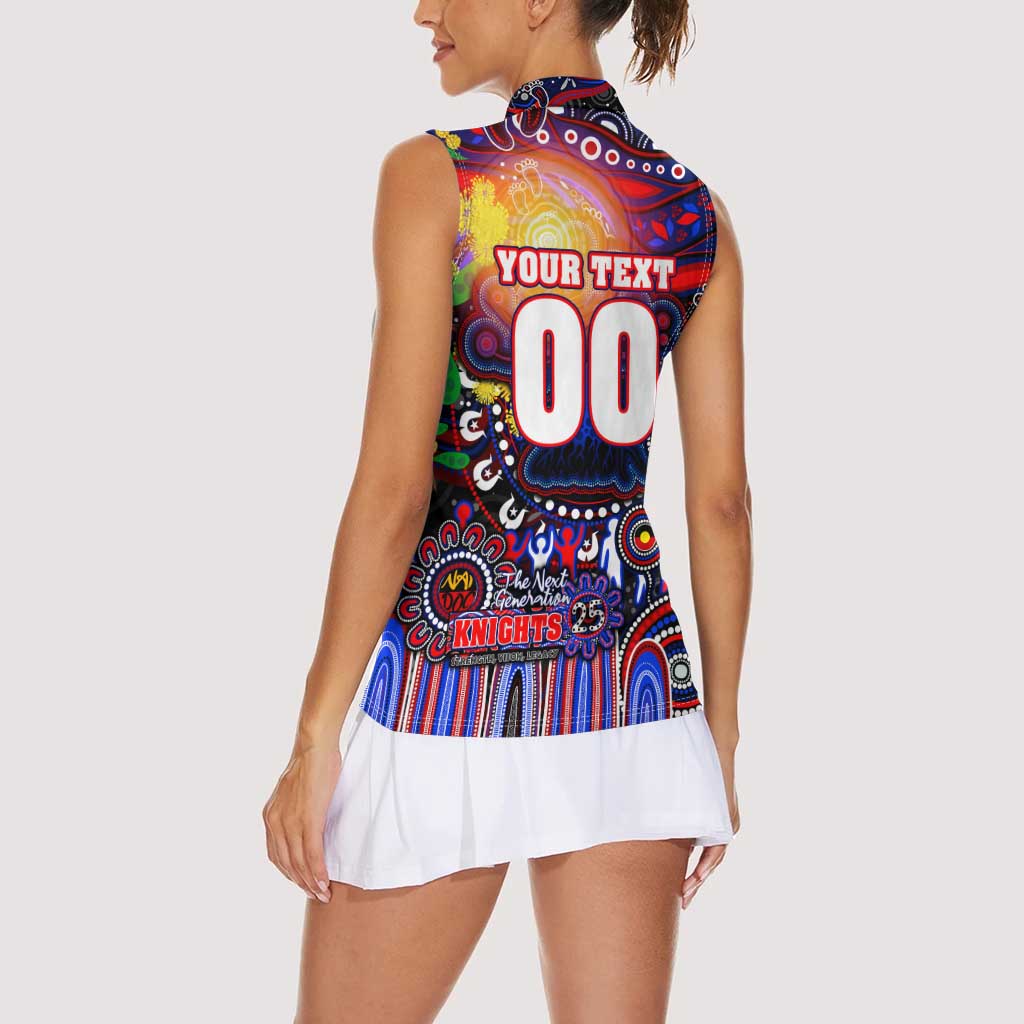 Personalised NAIDOC Week 2025 Knights Rugby Women Sleeveless Polo Shirt Aboriginal Dot Painting