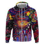 Personalised NAIDOC Week 2025 Knights Rugby Zip Hoodie Aboriginal Dot Painting