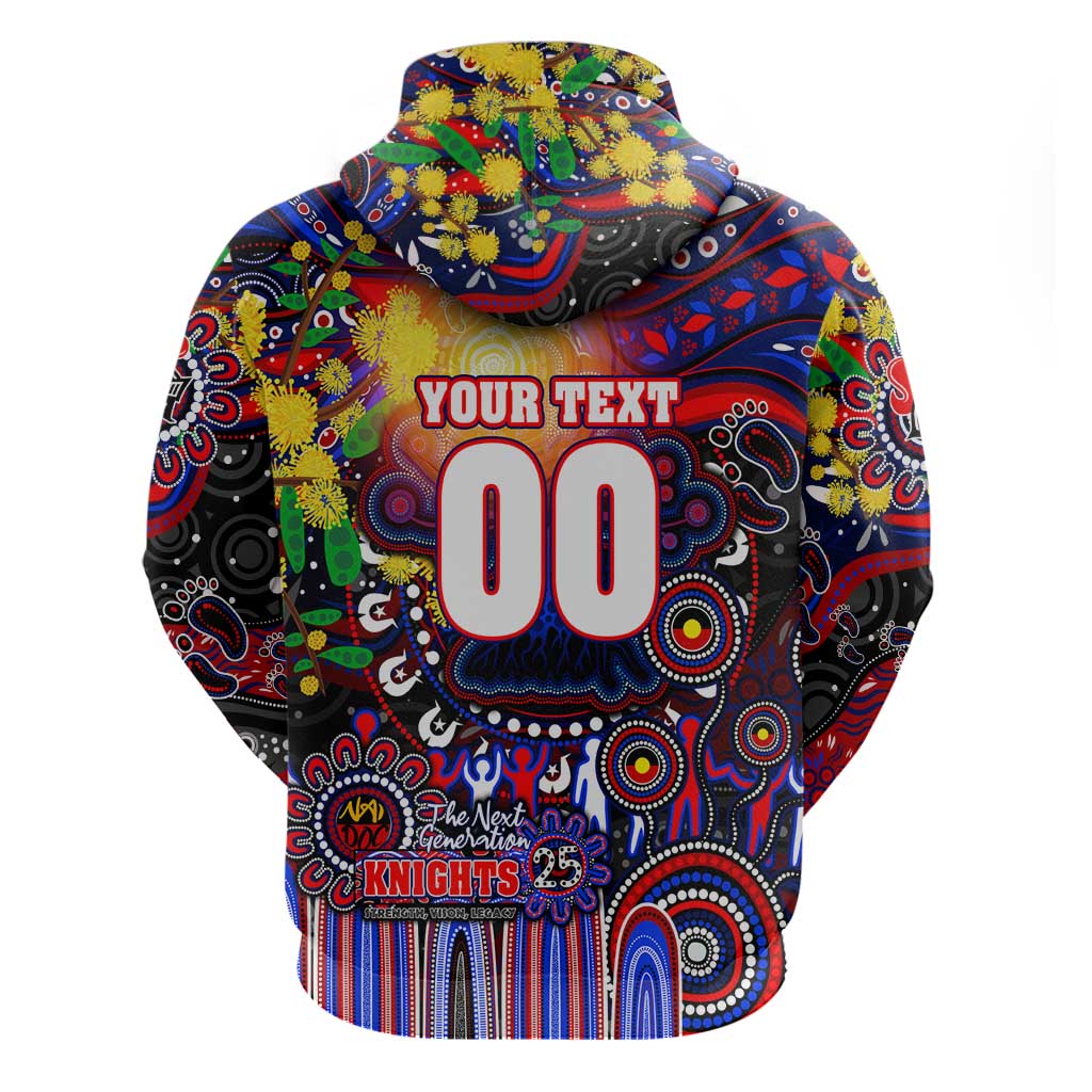 Personalised NAIDOC Week 2025 Knights Rugby Zip Hoodie Aboriginal Dot Painting