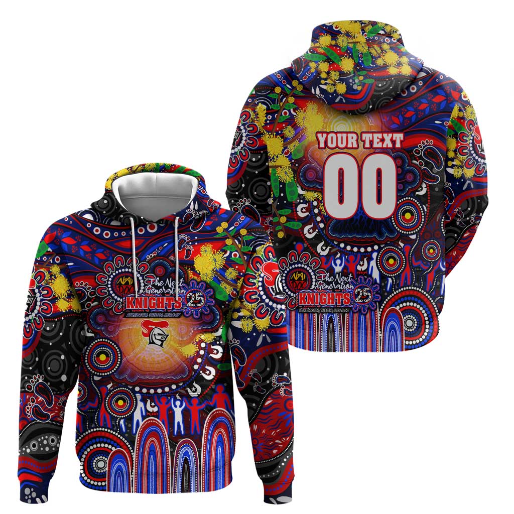Personalised NAIDOC Week 2025 Knights Rugby Zip Hoodie Aboriginal Dot Painting