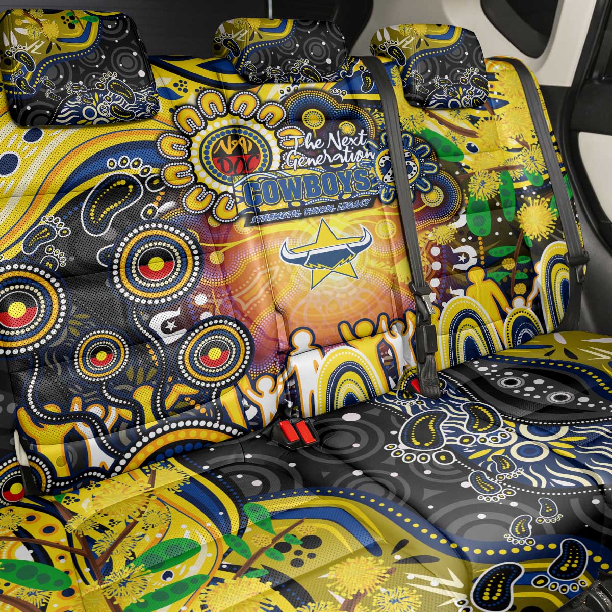 NAIDOC Week 2025 Cowboys Rugby Back Car Seat Cover Aboriginal Dot Painting