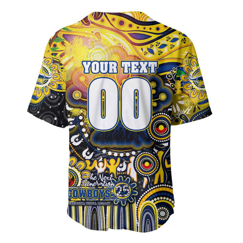Personalised NAIDOC Week 2025 Cowboys Rugby Baseball Jersey Aboriginal Dot Painting