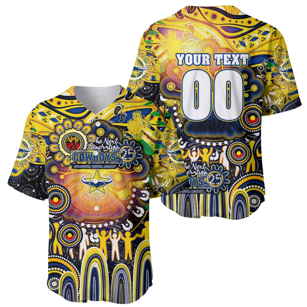 Personalised NAIDOC Week 2025 Cowboys Rugby Baseball Jersey Aboriginal Dot Painting