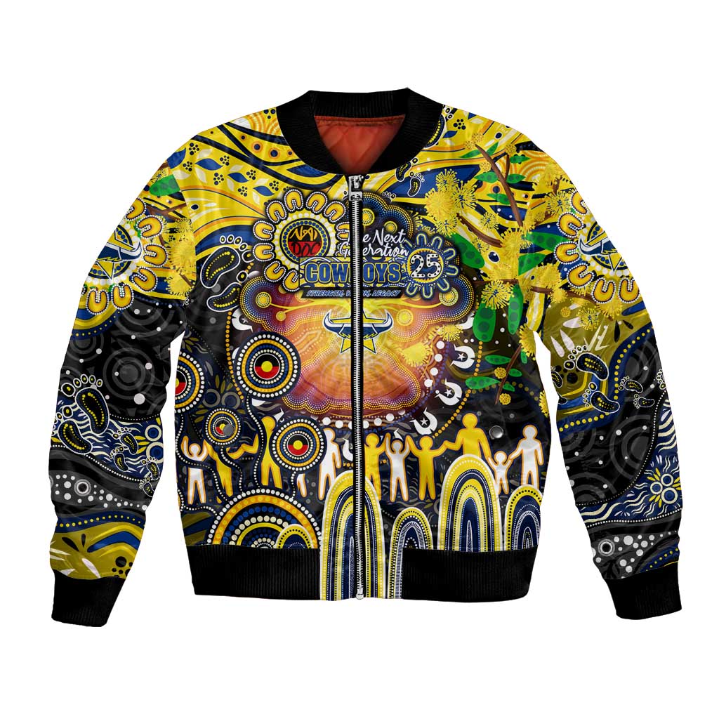 Personalised NAIDOC Week 2025 Cowboys Rugby Bomber Jacket Aboriginal Dot Painting