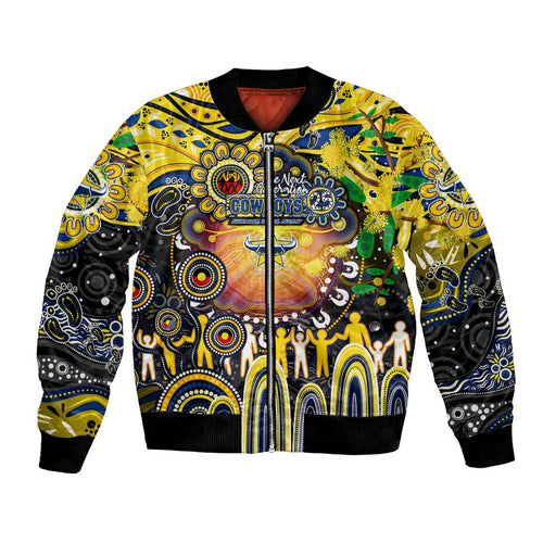 Personalised NAIDOC Week 2025 Cowboys Rugby Bomber Jacket Aboriginal Dot Painting