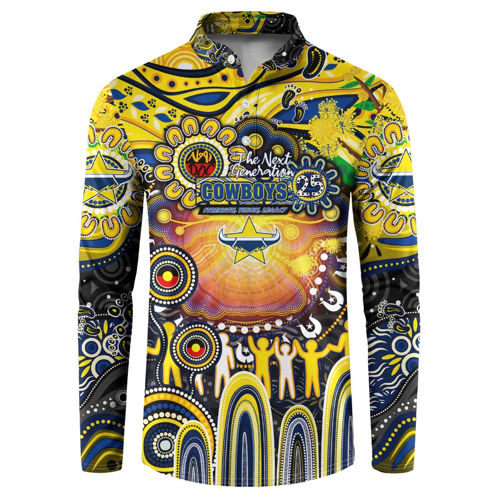 Personalised NAIDOC Week 2025 Cowboys Rugby Button Sweatshirt Aboriginal Dot Painting